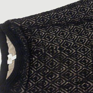 Ann Taylor Loft Skirt.  Beige Satin w/ Black Crochet. Sz L